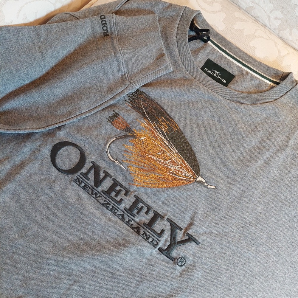 Rodd & Gunn Men's One Fly Fishing LS Crew Sweatshirt Concrete Size XXL $148 NEW! - Picture 4 of 10
